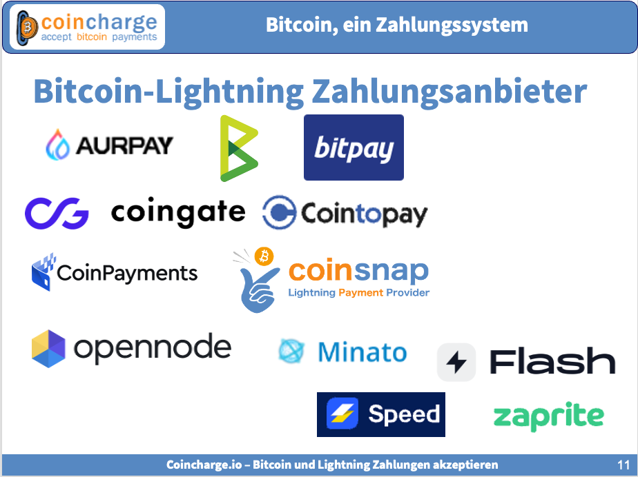 Bitcoin + Lightning Zahlungsanbieter