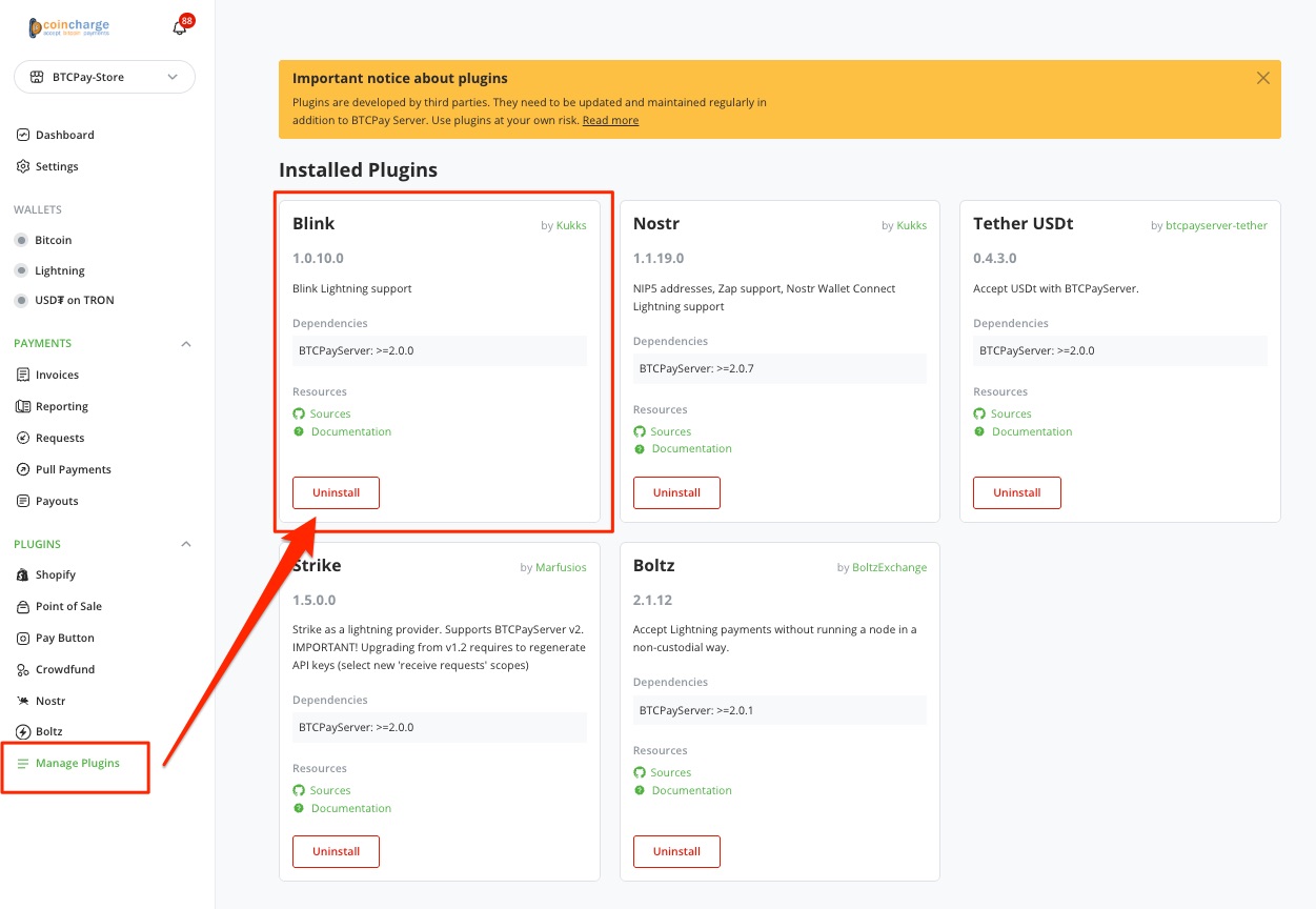 BTCPay Server Blink Plugin