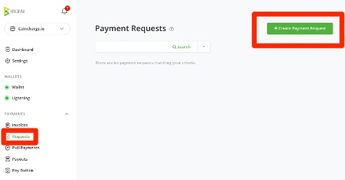 Create payment request for Bitcoin invoice