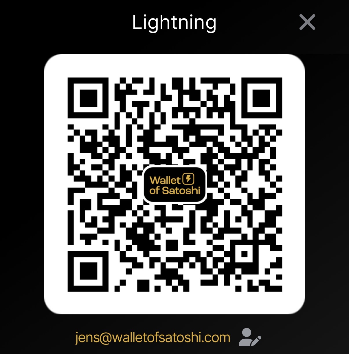 Screenshot Wallet of Satoshi Lightning Adresse