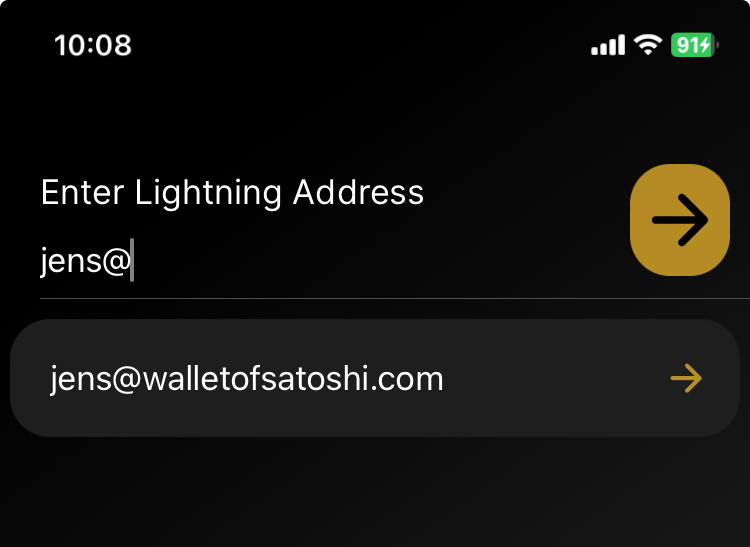 Wallet of Satoshi wunsch lightning adresse