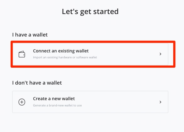 Connect existing Bitcoin wallet
