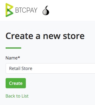 Create a new BTCPay Store