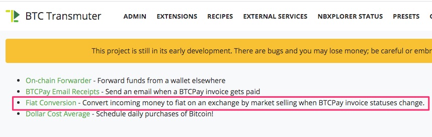 Trasmutatore BTC preimpostato