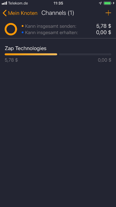 ZAP Wallet Zahlungskanal eröffnen