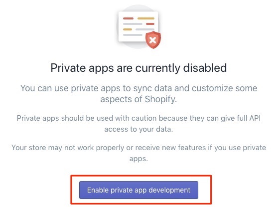 Bitcoin Shopify enable private App development
