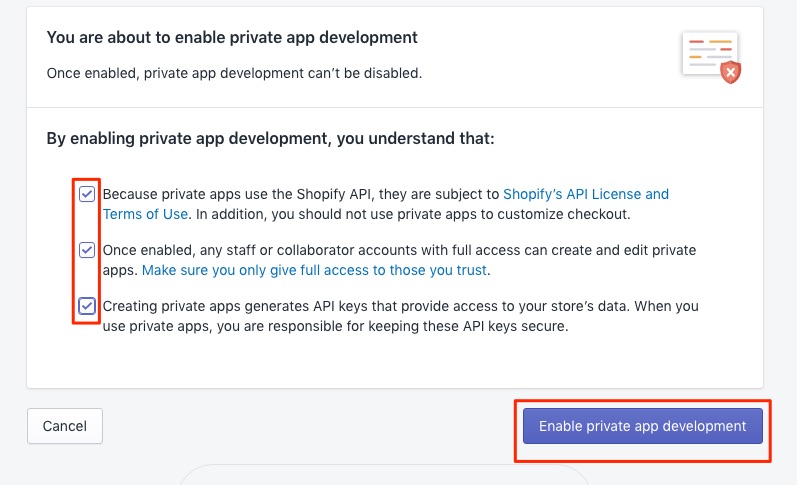 Bitcoin Shopify enable private App development