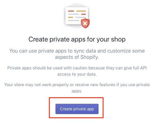 Bitcoin Shopify create private App