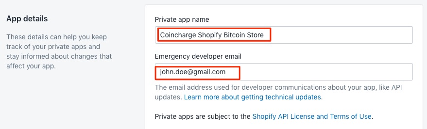 Bitcoin Shopify app details