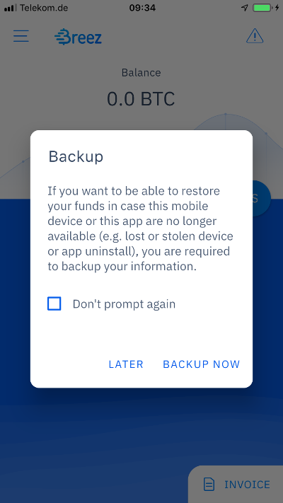 Breez Wallet Backup