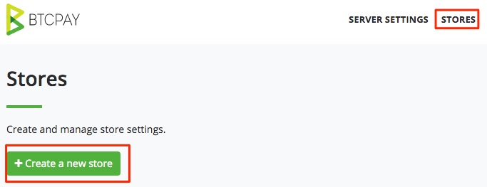 Create a new BTCPay store for Shopify