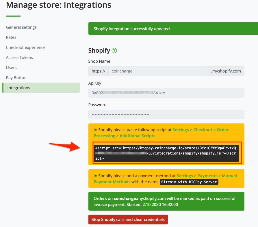 Shopify BTCPay Integrations