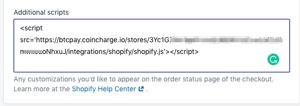 Shopify Bitcoin additional scripts