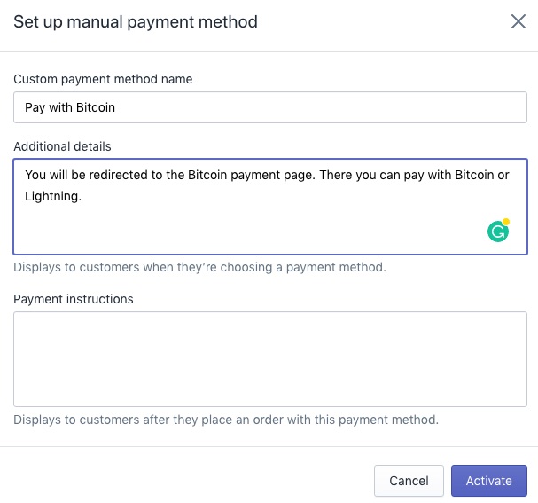 Shopify pay with Bitcoin