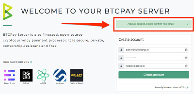 BTCPay Shop - Email bestätigen