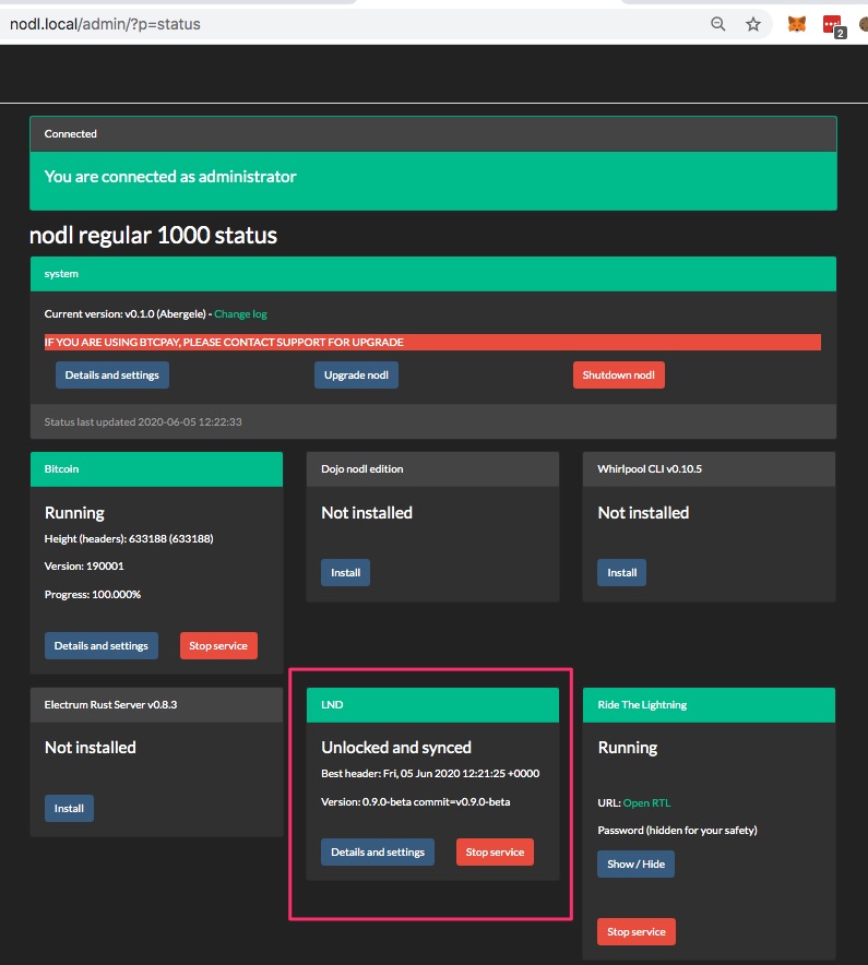 Nodl LND Settings