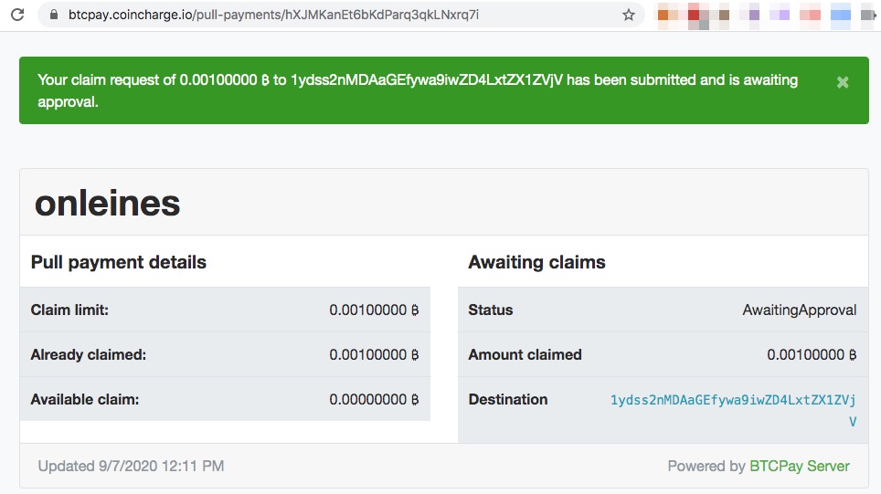 Bitcoin withdrawal confirmation