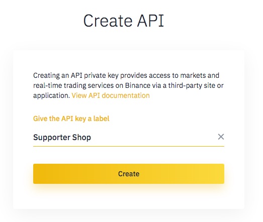 Create API at Binance