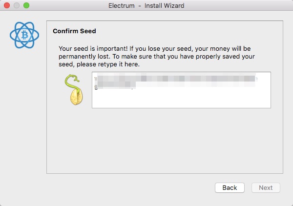 Electrum Seed Confirmation