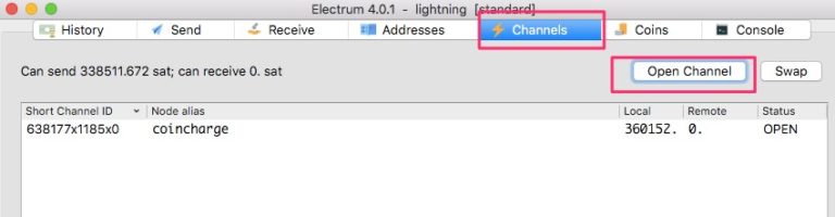 Electrum Lightning Wallet Open Channel