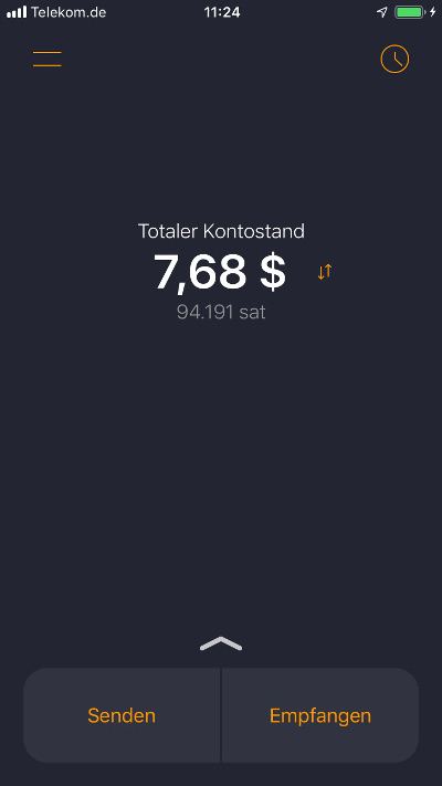 ZAP Wallet neuer Kontostand