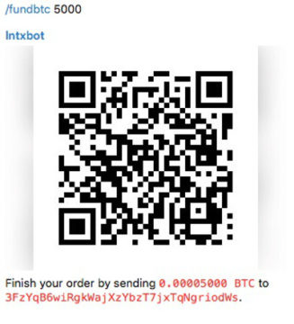 lntxbot Aufladen mit Bitcoin