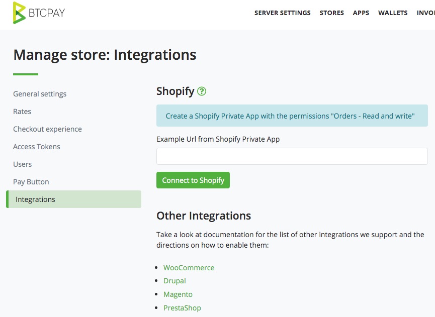 Integrations Store Shopify