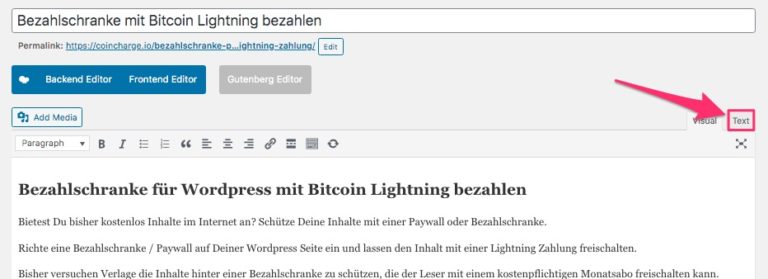 Bezahlschranke mit Wordpress Lightning