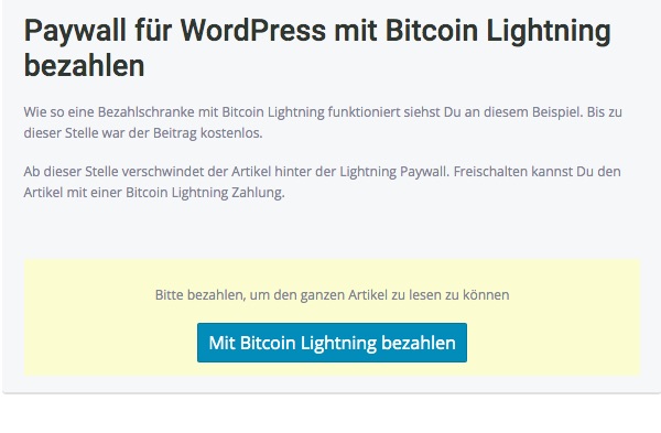 Paywall mit Lightning bezahlen