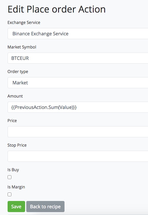 Sell order on Binance via BTCPay Transmuter