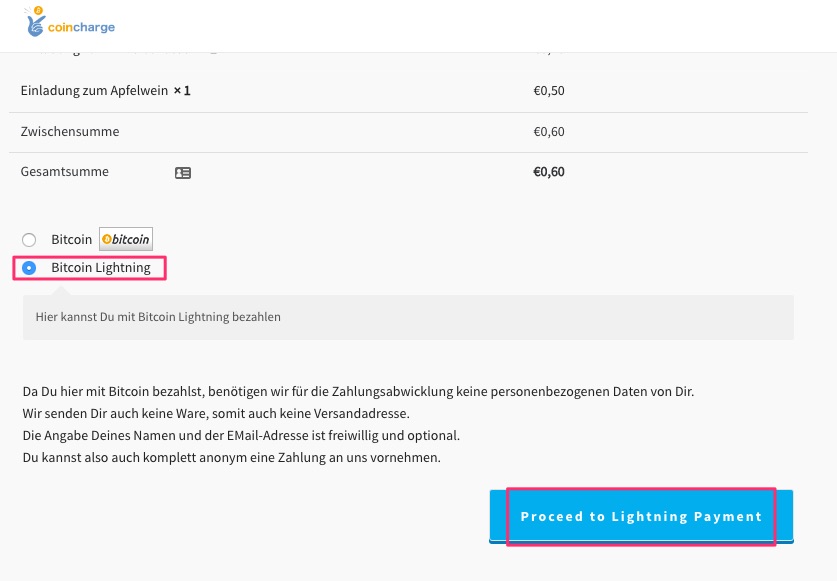 Bitcoin Lightning an der WooCommerce Kasse