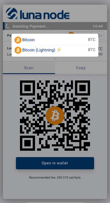 Lunanode payment Bitcoin Lightning