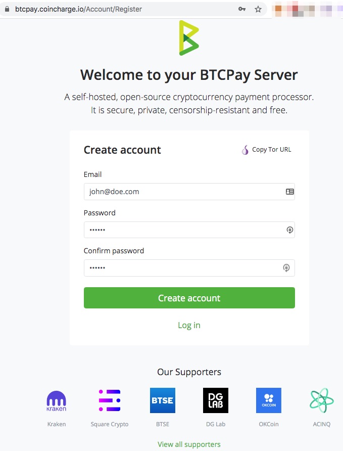 BTCPay Server Register