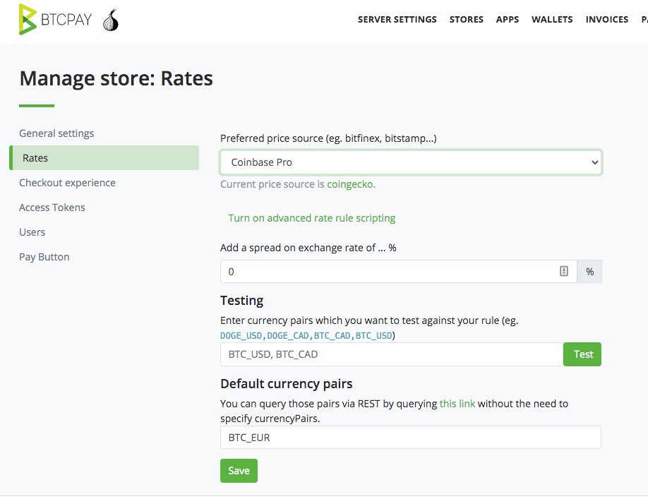 Set Bitcoin Exchange Conversion Rate