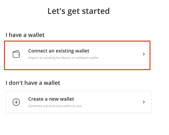 connect an existing wallet