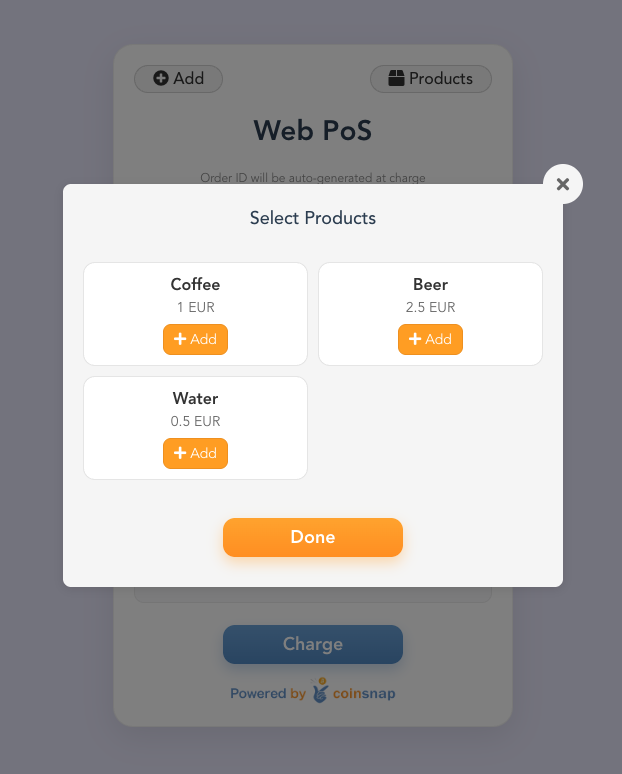 Coinsnap Web PoS Catalog