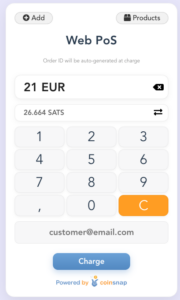 Coinsnap Web Point of Sale Keypad