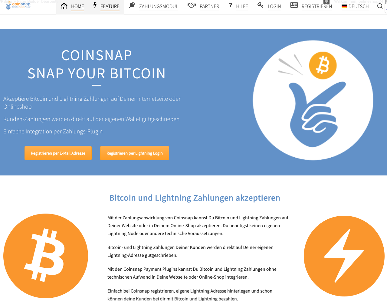 Coinsnap Lightning payment Provider