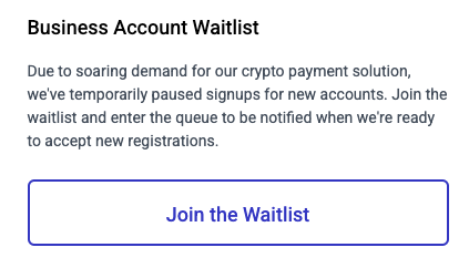 Bitpay Business Account waitlist