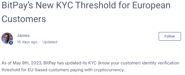 BitPay Customer KYC