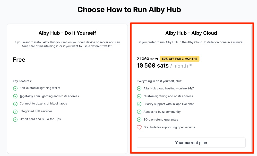 Alby Hub neues Konto erstellen