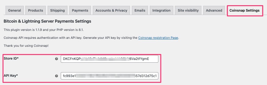 WooCommerce API Key Store ID