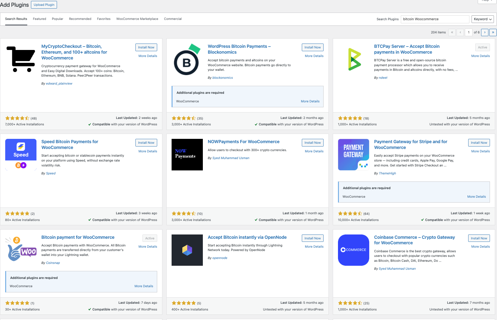 Bitcoin WooCommerce directory