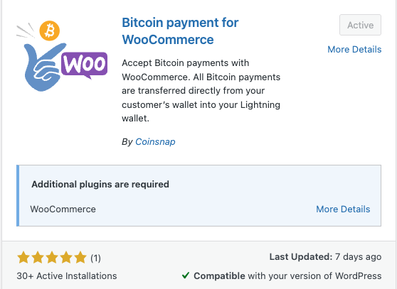 Coinsnap Bitcoin WooCommerce