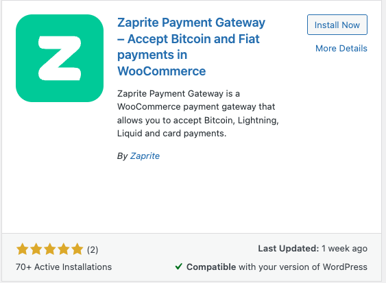 Zaprite Bitcoin WooCommerce