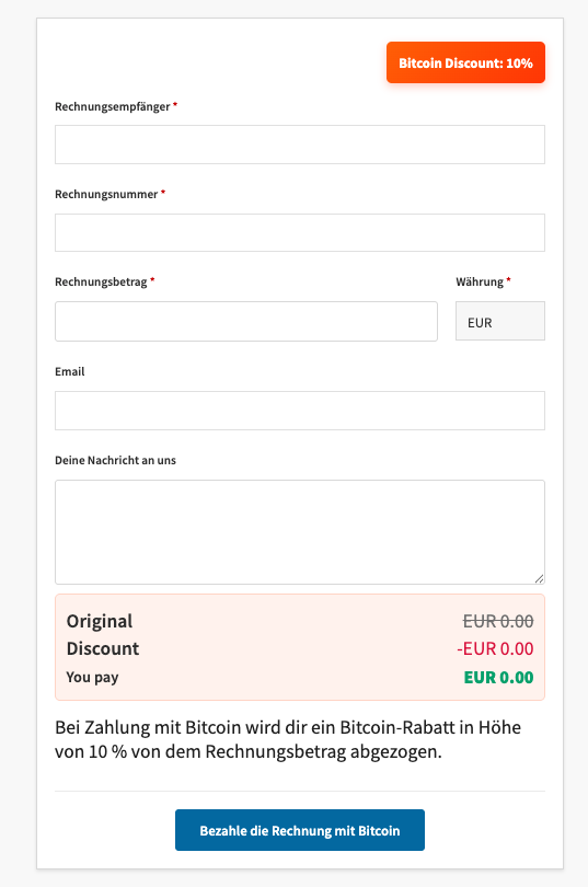 Bitcoin-Rechnung-Formular Bitcoin Rechnung Formular