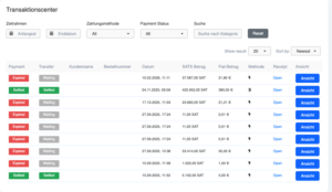 coinsnap Transaktionen
