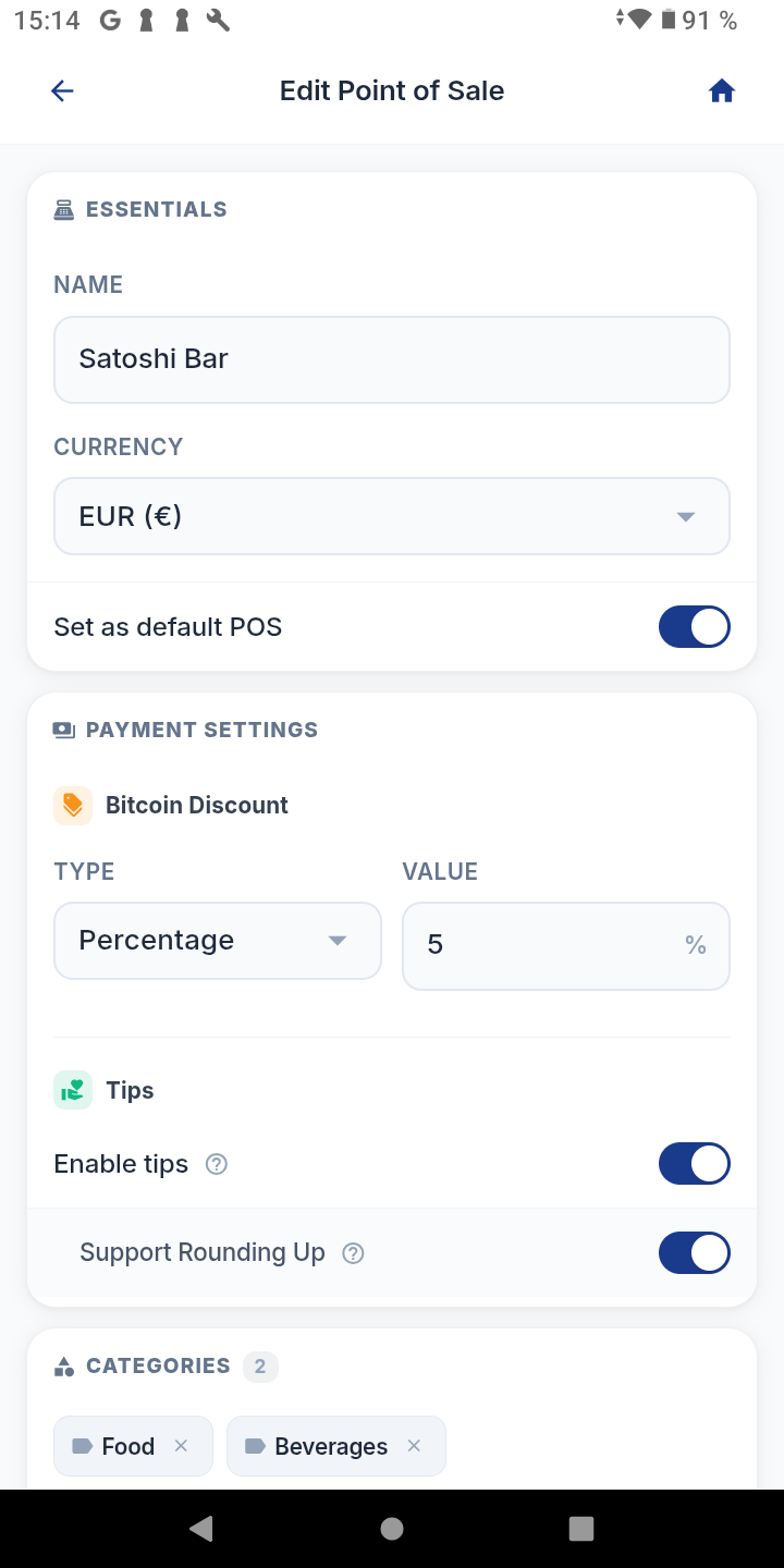 Config Point of Sale Terminal