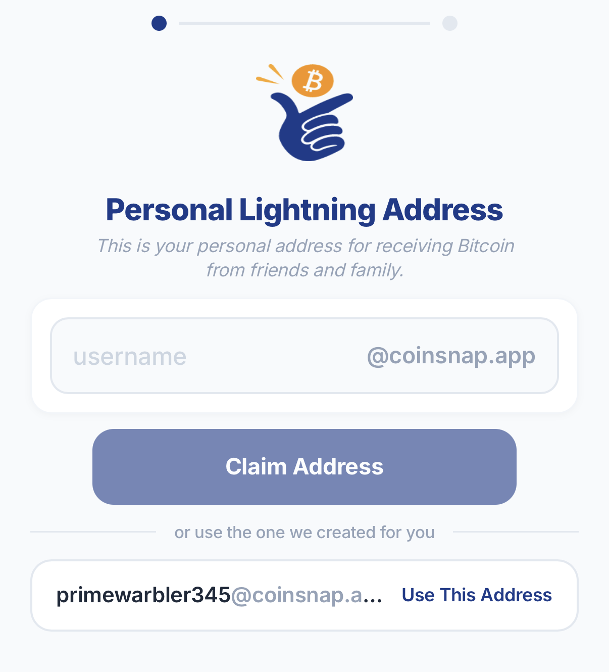 Coinsnap Personal Lightning Address